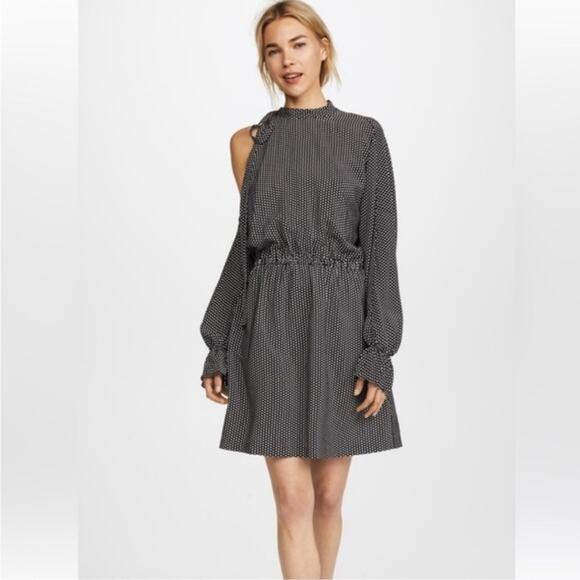 Silk Star Print Cold Shoulder Robert Rodriguez 100 Silk Dress, XSmall - Picture 3 of 12